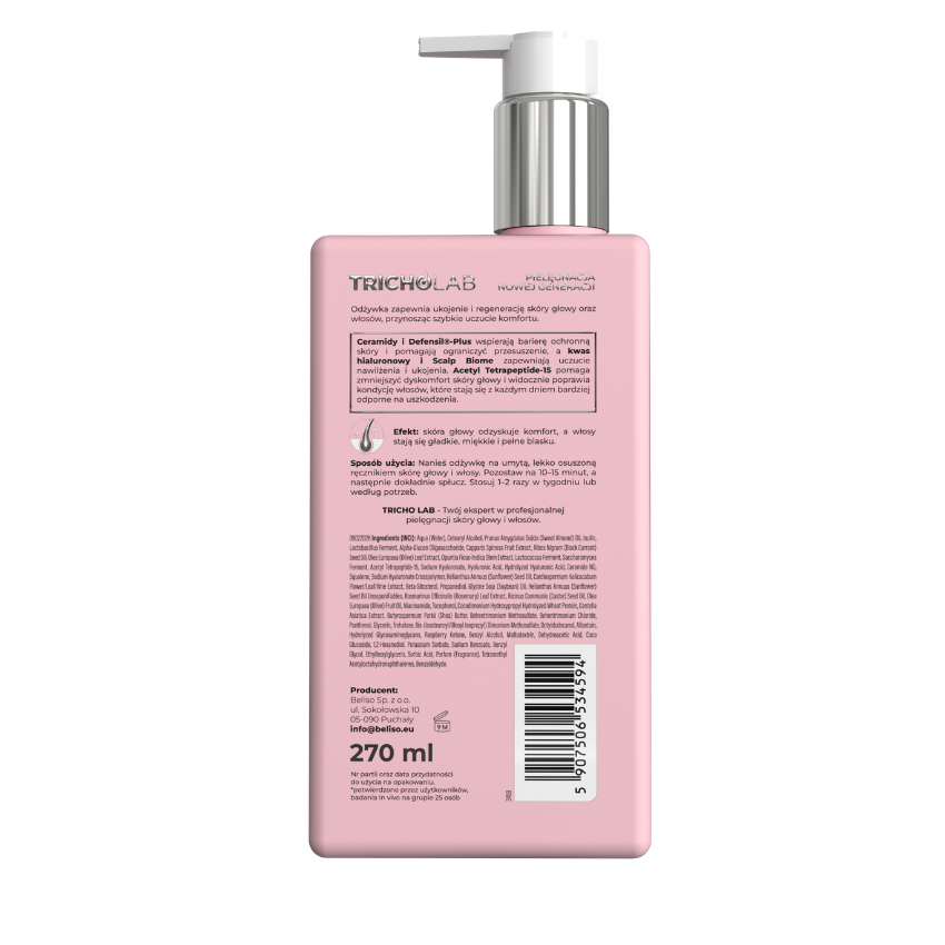 odżywka tył różowy TRICHO LAB Odżywka łagodząco-nawilżająca do skóry głowy i włosów 270ml