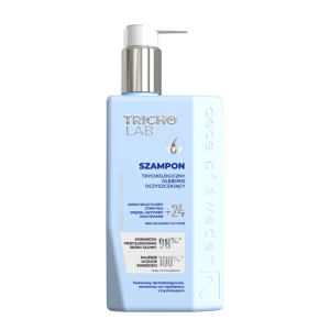 szampon niebieski przód TRICHO LAB Szampon trychologiczny głęboko oczyszczający 270ml